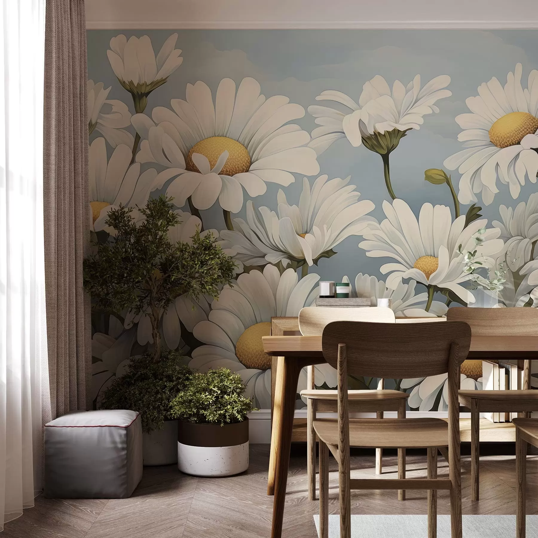 wall murals Бујне беле раде w05247