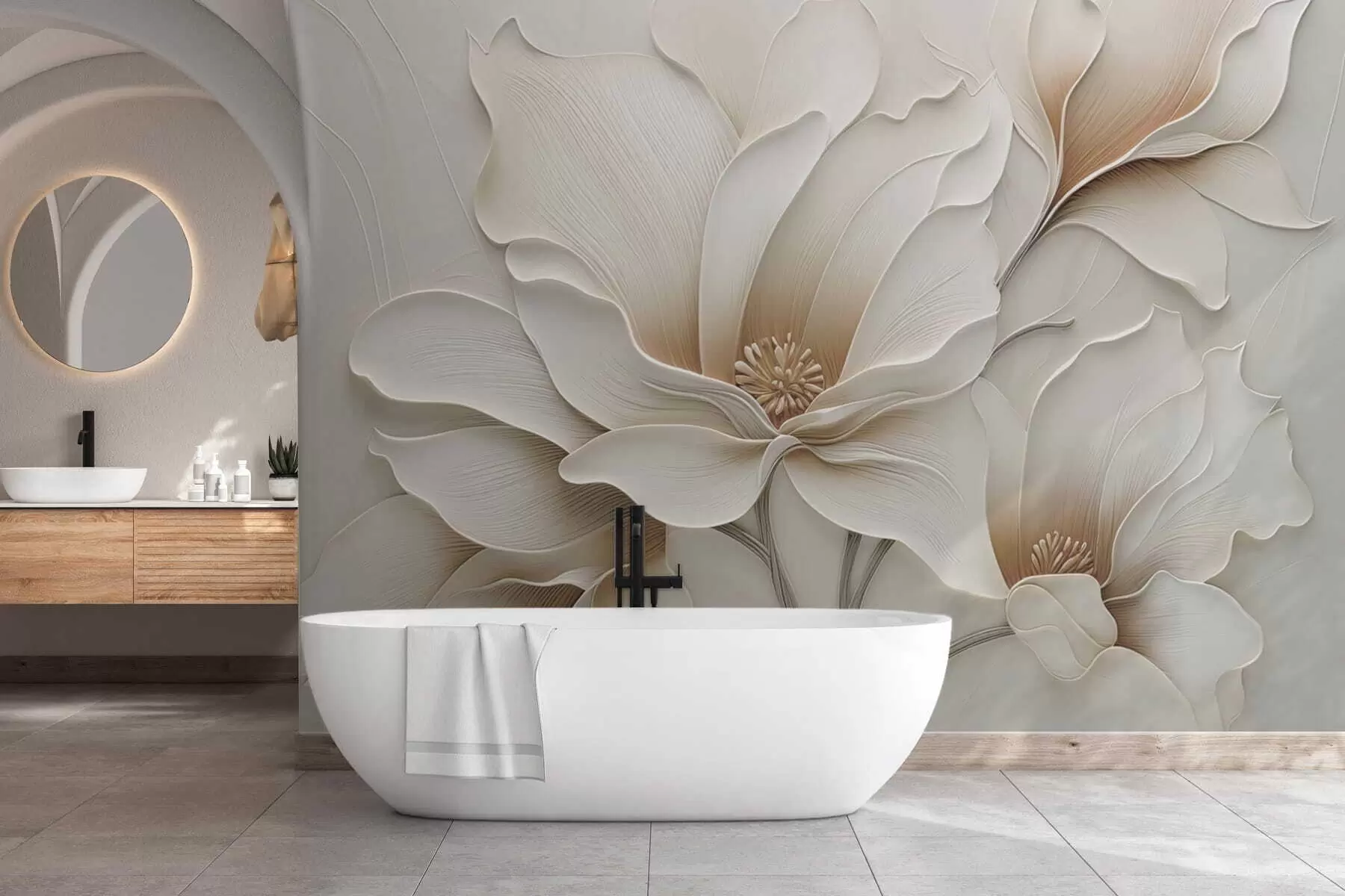 wall murals Крупни план рељефног беж цветног рељефа w05269