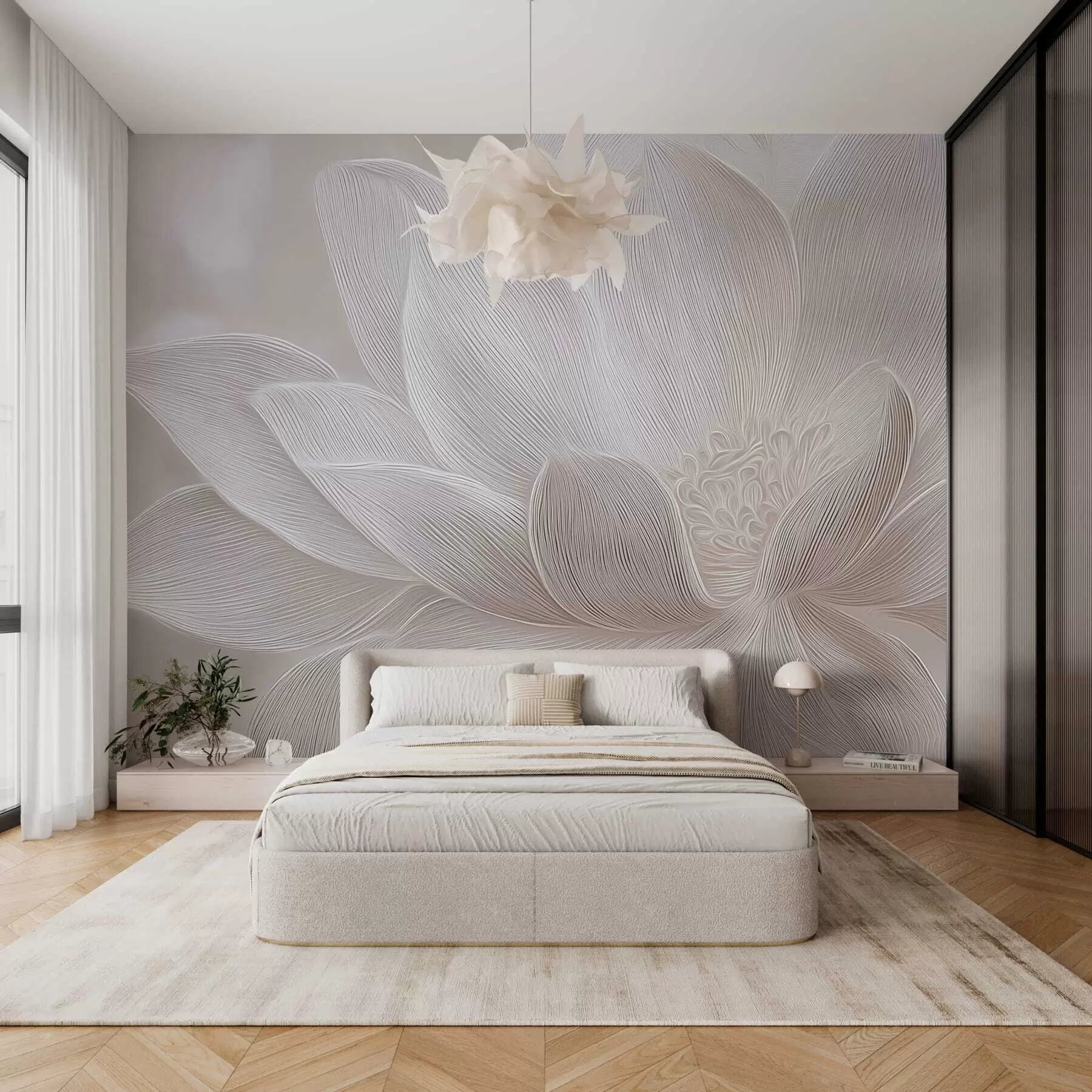 wall murals Апстрактни текући таласи у светлим беж тоновима w05266