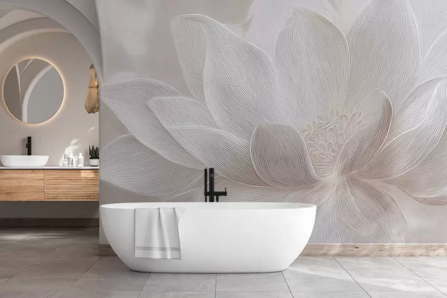 wall murals Апстрактни текући таласи у светлим беж тоновима w05266