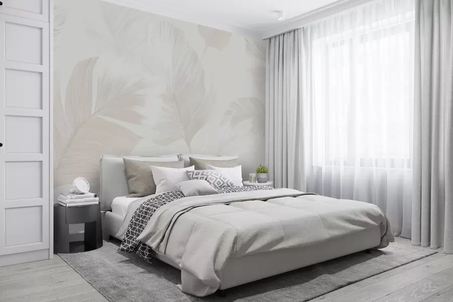 wall murals Меко перје боје слоноваче у млечно беж тоновима w09563