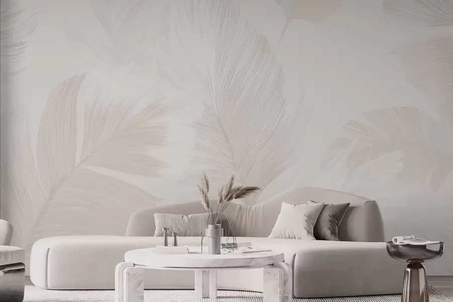 wall murals Меко перје боје слоноваче у млечно беж тоновима w09563