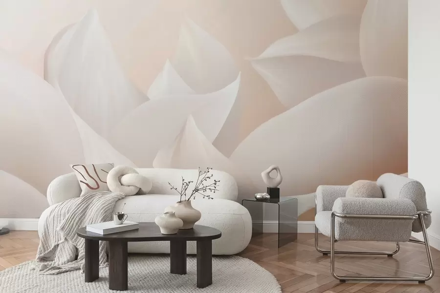 wall murals Меке латице боје брескве и млека w09716