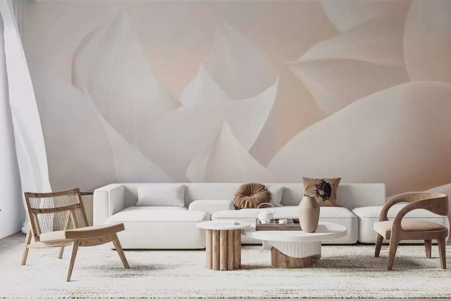 wall murals Меке латице боје брескве и млека w09716