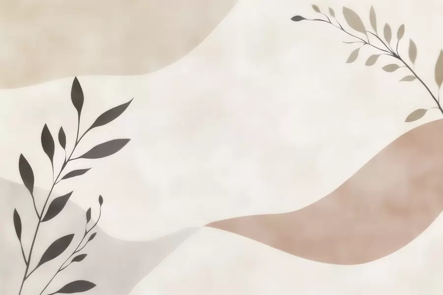 wall murals Апстрактни беж-бресквасти таласи са гранама w09722