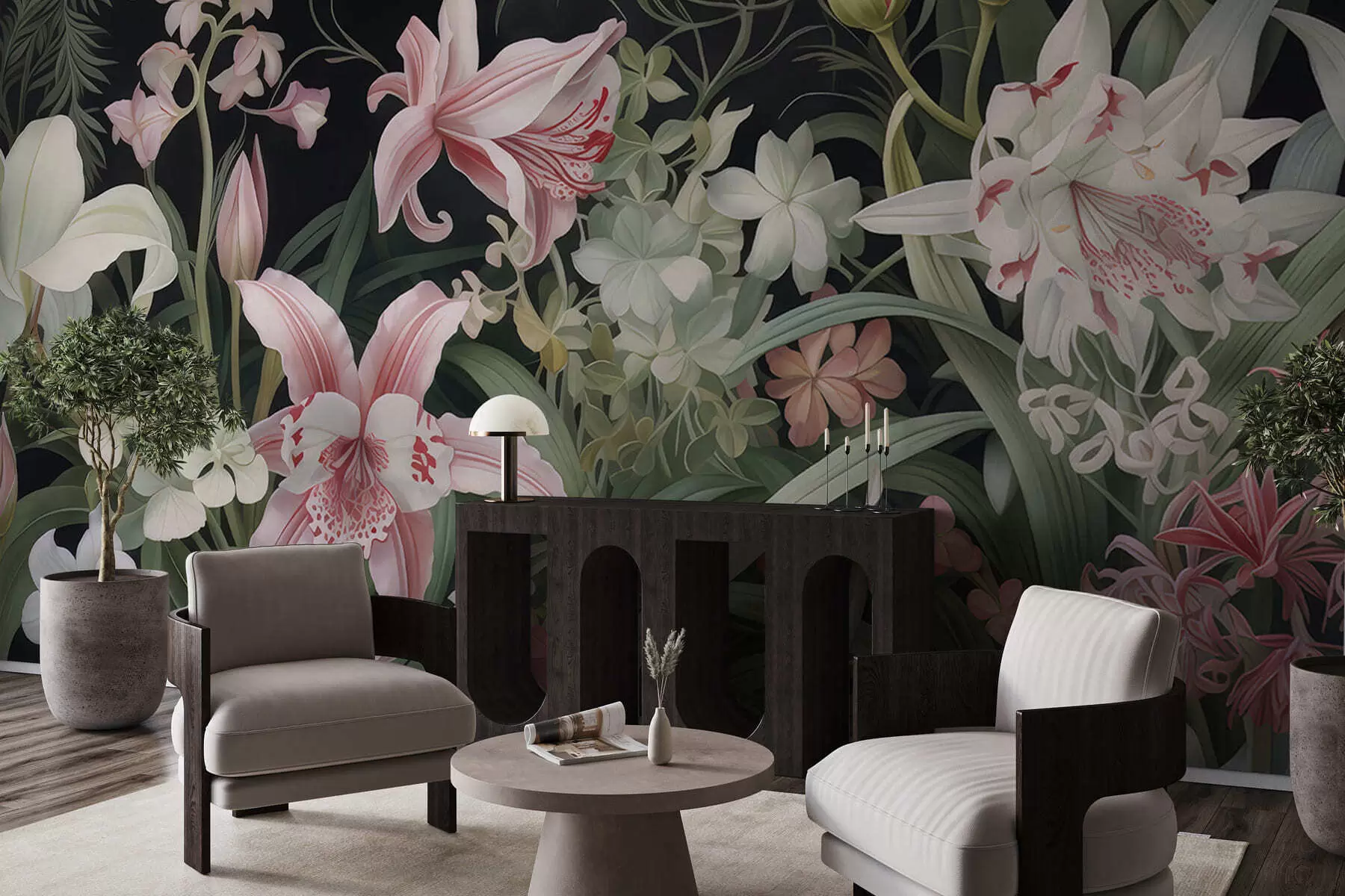 wall murals Фантастично цвеће на тамној позадини w05278