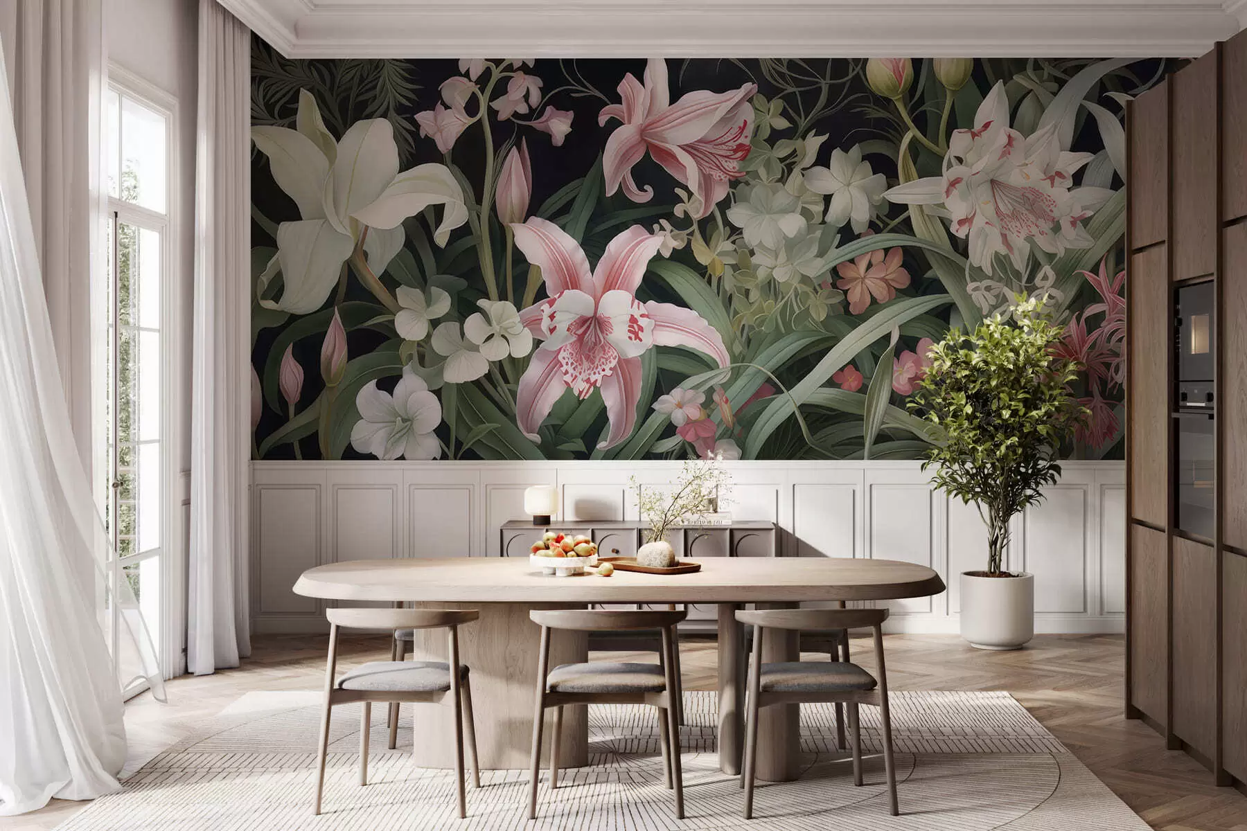 wall murals Фантастично цвеће на тамној позадини w05278