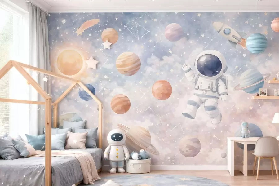 wall murals мали астронаут међу планетама и звездама w05233