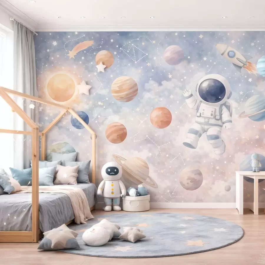 wall murals мали астронаут међу планетама и звездама w05233