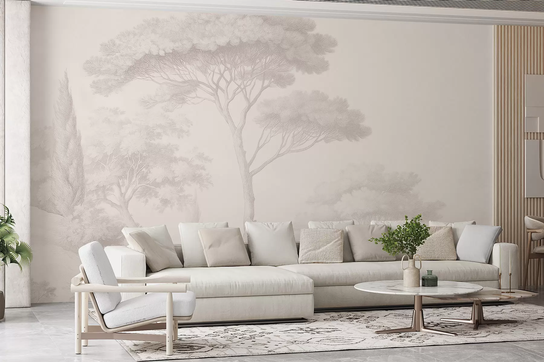 wall murals Мирни шумски пејзаж у беж палети боја w09685