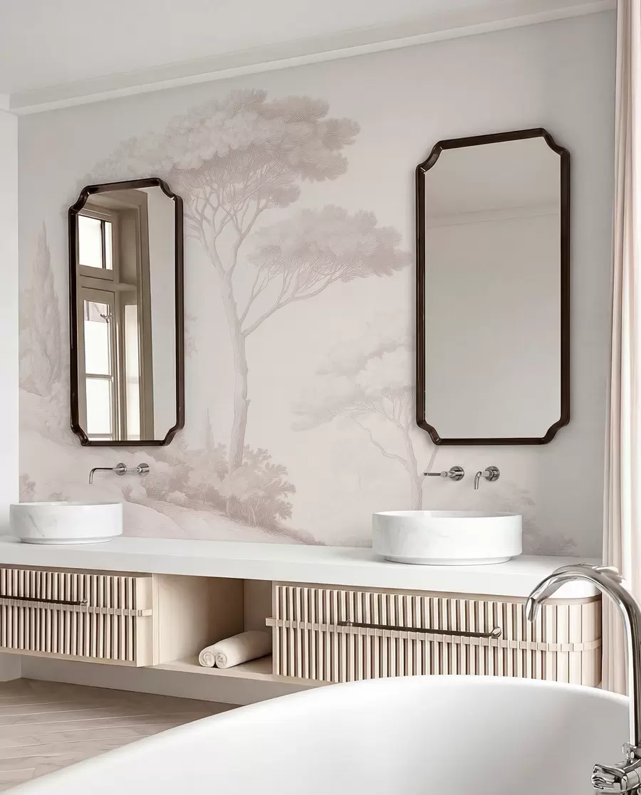wall murals Мирни шумски пејзаж у беж палети боја w09685