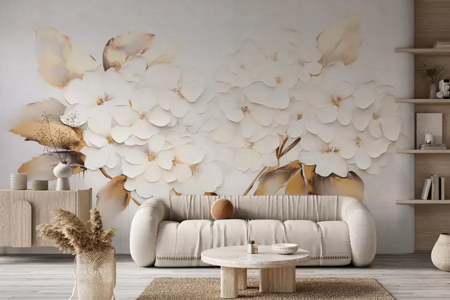 wall murals Луксузне хортензије са жутим листовима w09711