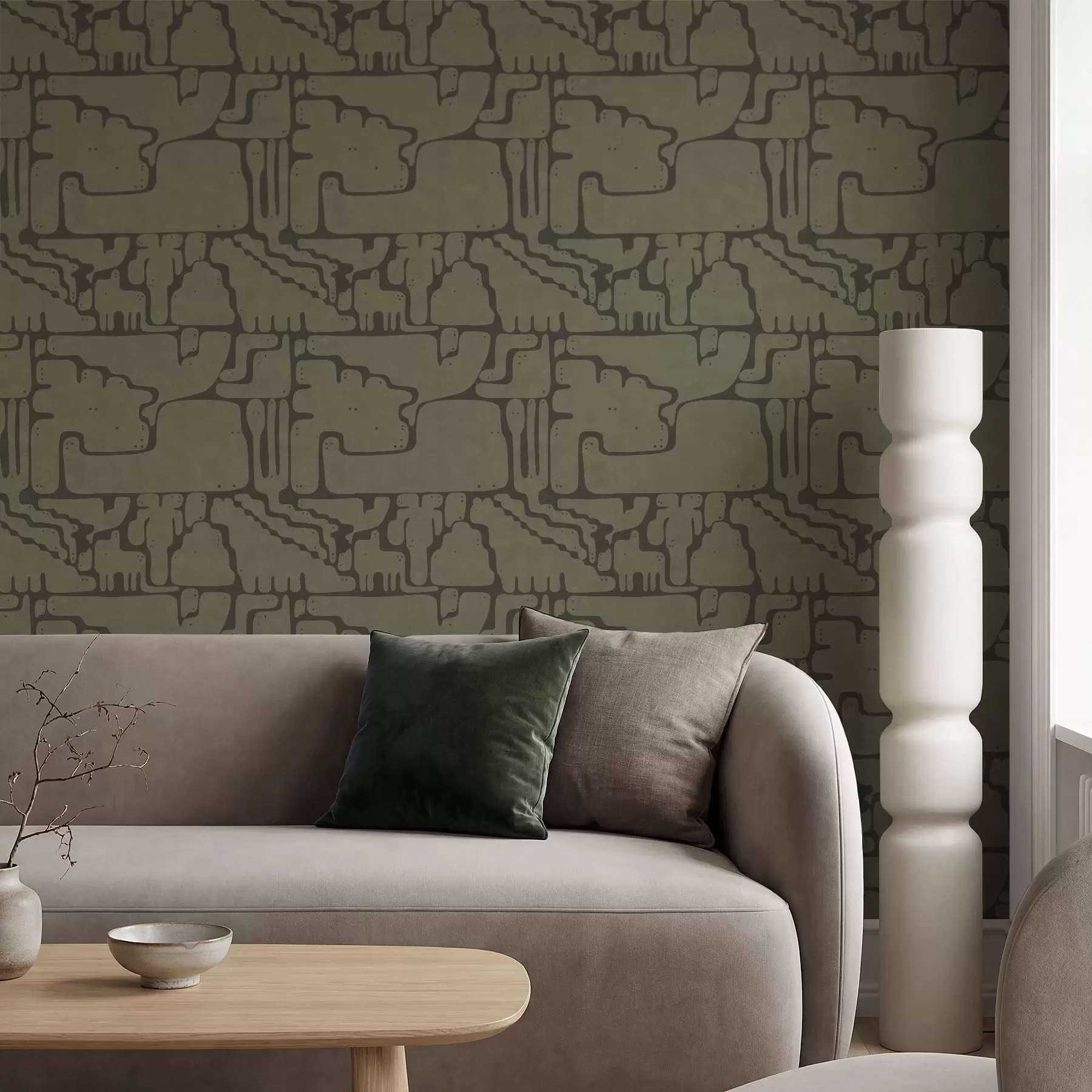 wall murals Апстрактни органски узорак у зеленим тоновима a01122