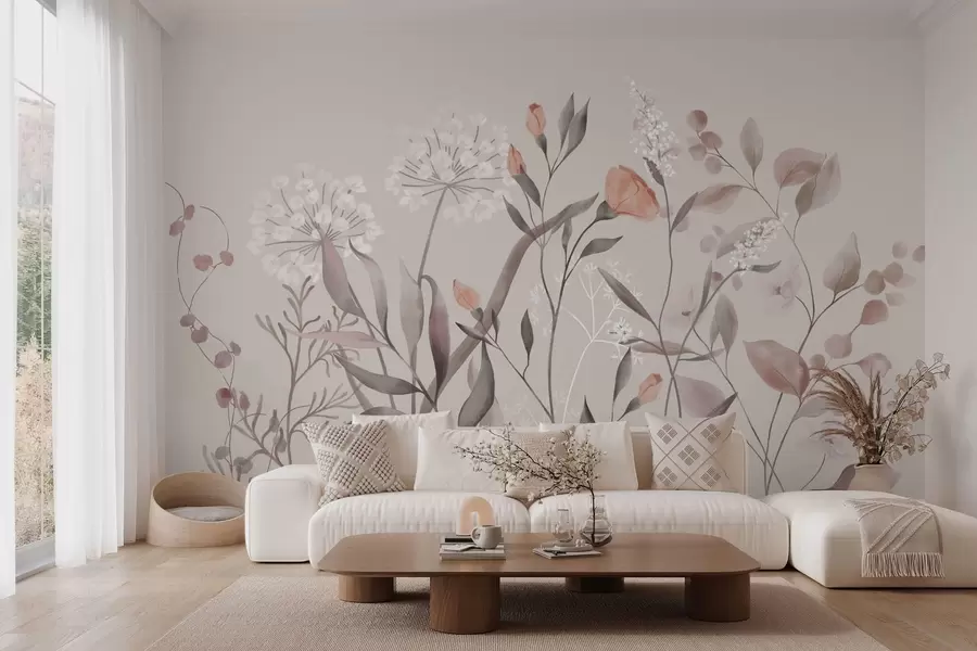 wall murals Прозрачне дивље биљке у пастелним тоновима w05154