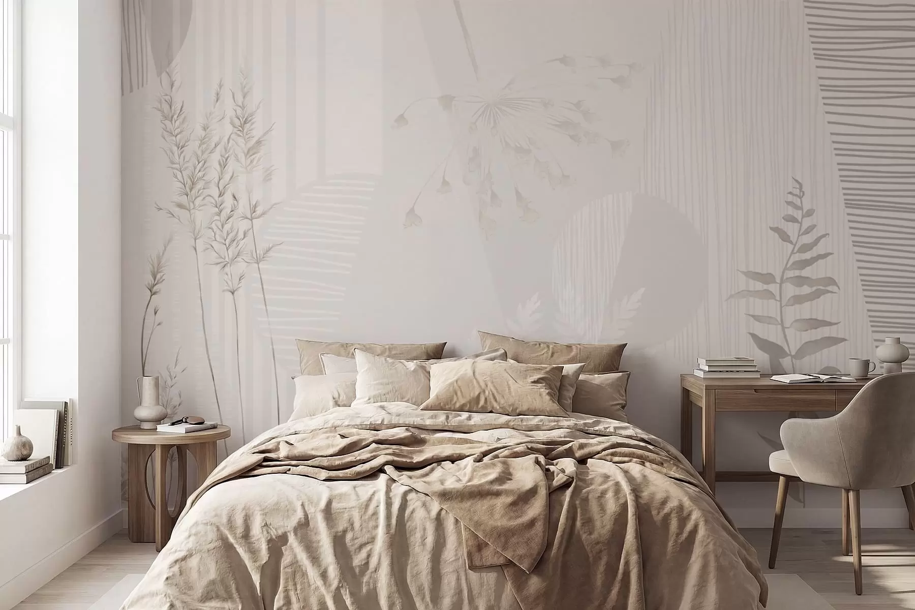 wall murals Минималистичка композиција са травама и облицима w05318