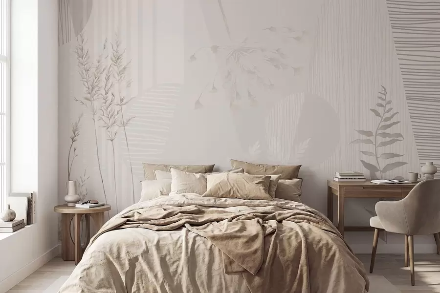 wall murals Минималистичка композиција са травама и облицима w05318