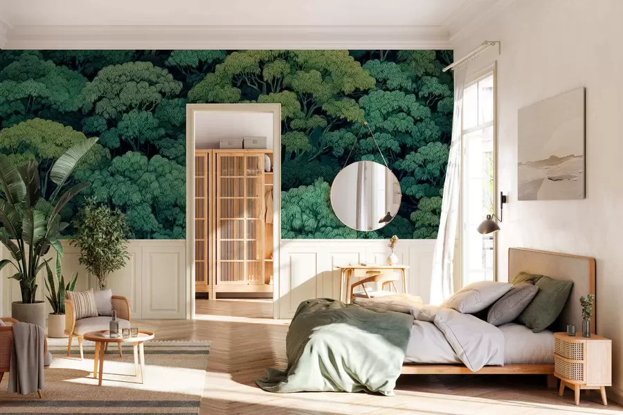 wall murals Мозаичне зелене крошње дрвећа w05362