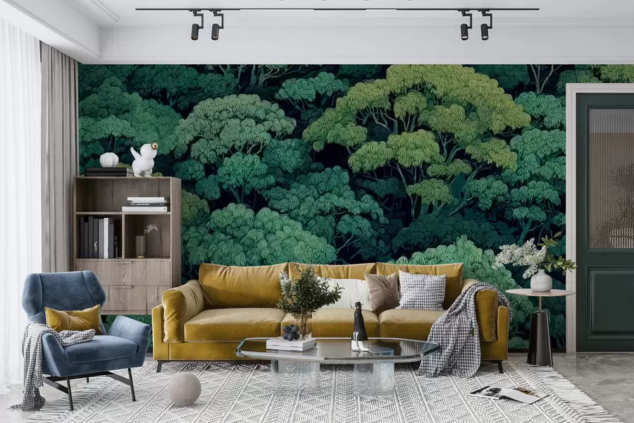 wall murals Мозаичне зелене крошње дрвећа w05362