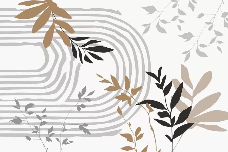 wall murals Апстрактне силуете и линије биљака w05374