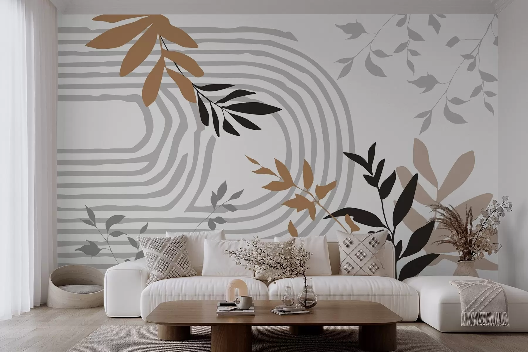 wall murals Апстрактне силуете и линије биљака w05374