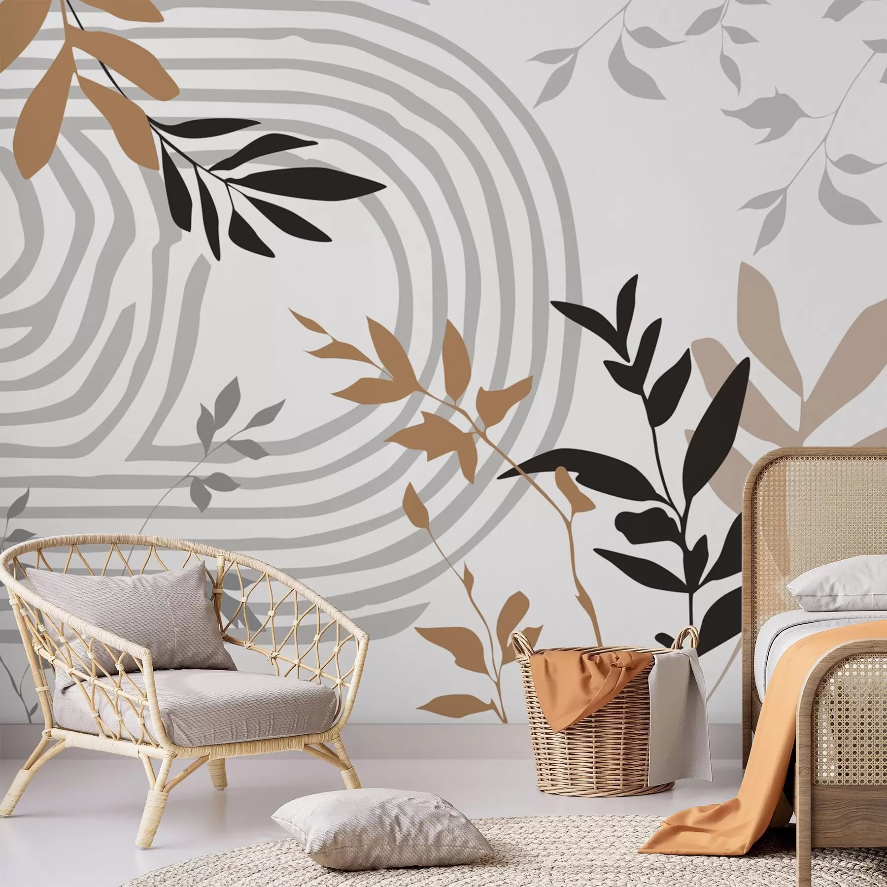 wall murals Апстрактне силуете и линије биљака w05374