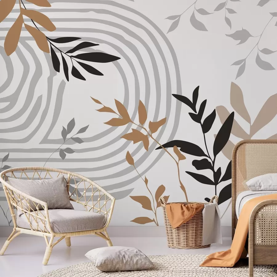 wall murals Апстрактне силуете и линије биљака w05374