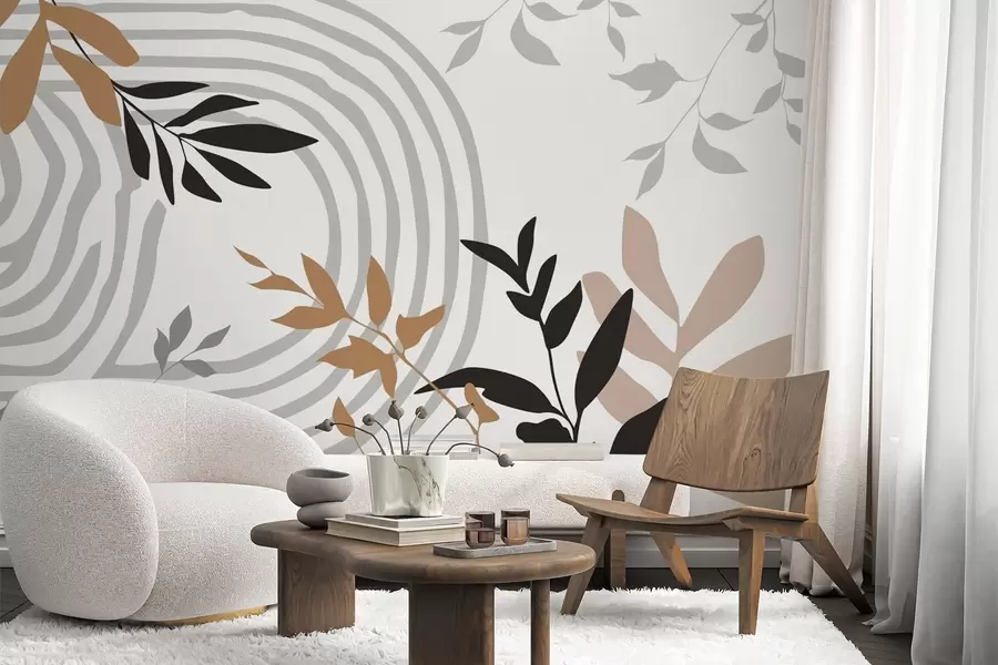 wall murals Апстрактне силуете и линије биљака w05374