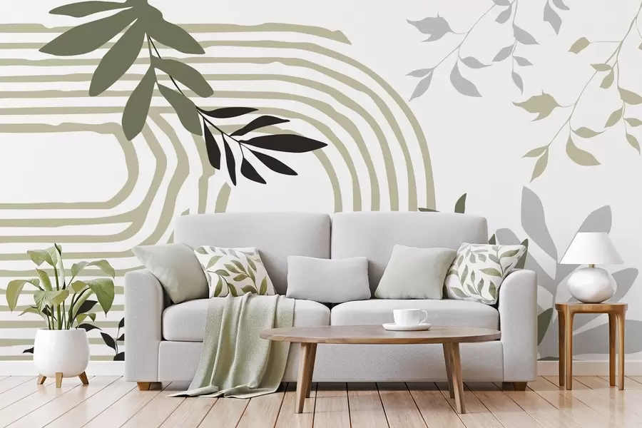 wall murals Апстрактне силуете и линије биљака w05374v1