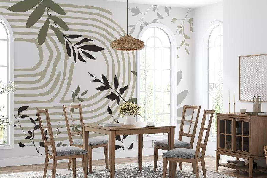 wall murals Апстрактне силуете и линије биљака w05374v1