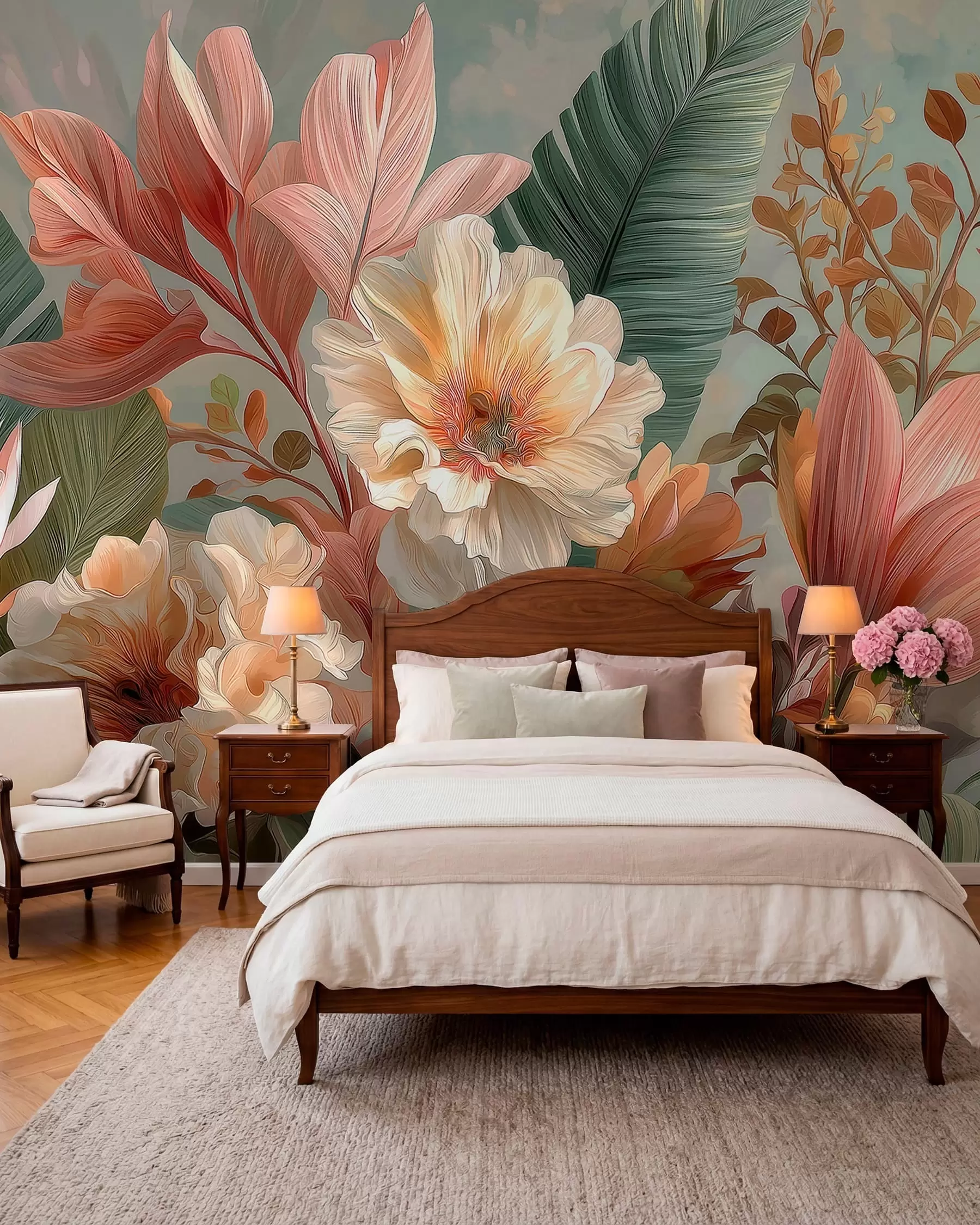 wall murals Цвеће са листовима w05378