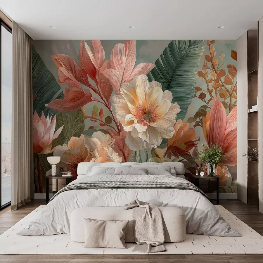 wall murals Цвеће са листовима w05378