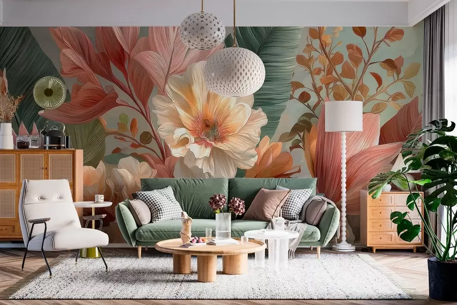 wall murals Цвеће са листовима w05378