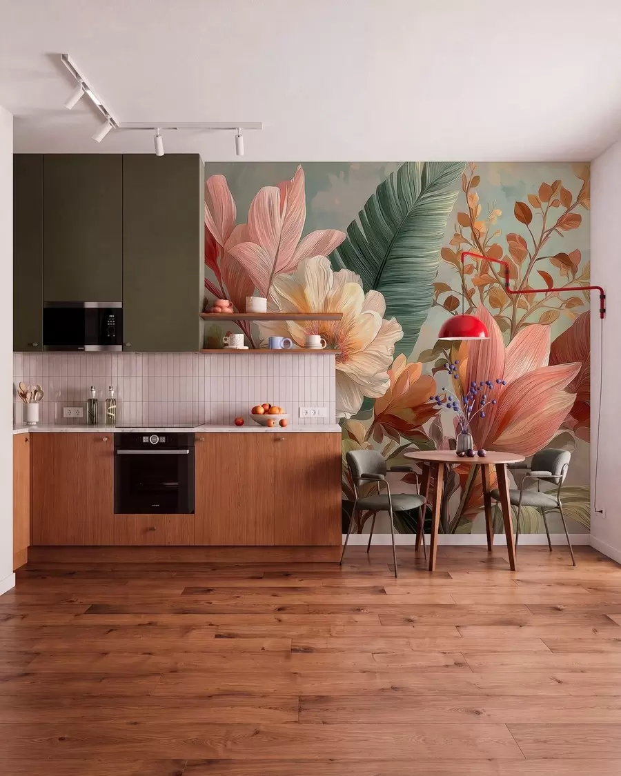 wall murals Цвеће са листовима w05378