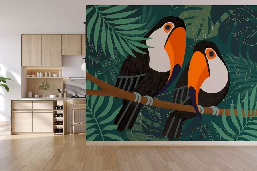 wall murals Пар тукана на грани у афро стилу w05239