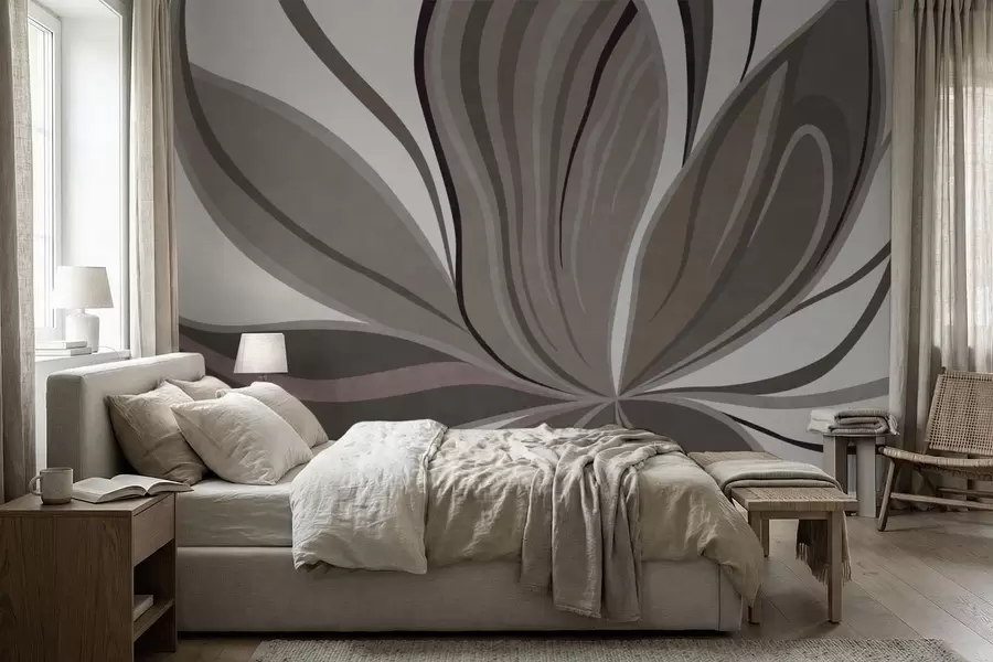 wall murals Апстрактни цвет са меким линијама у сивим беж тоновима w05147v1