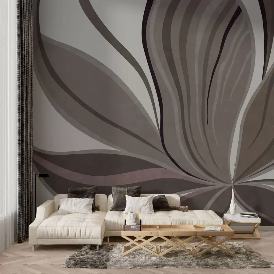 wall murals Апстрактни цвет са меким линијама у сивим беж тоновима w05147v1