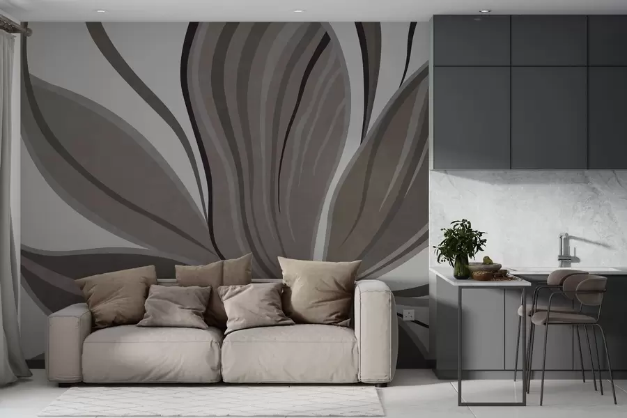 wall murals Апстрактни цвет са меким линијама у сивим беж тоновима w05147v1