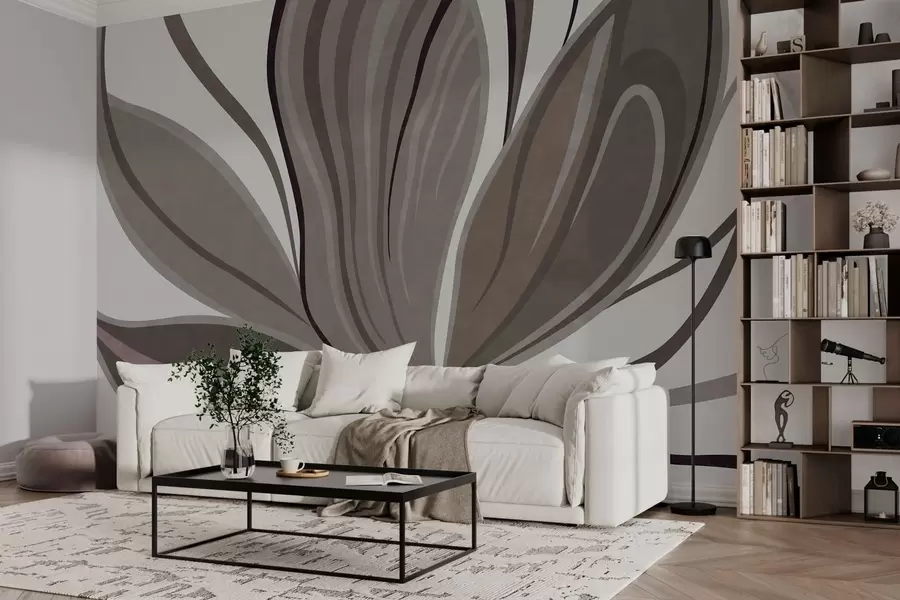 wall murals Апстрактни цвет са меким линијама у сивим беж тоновима w05147v1