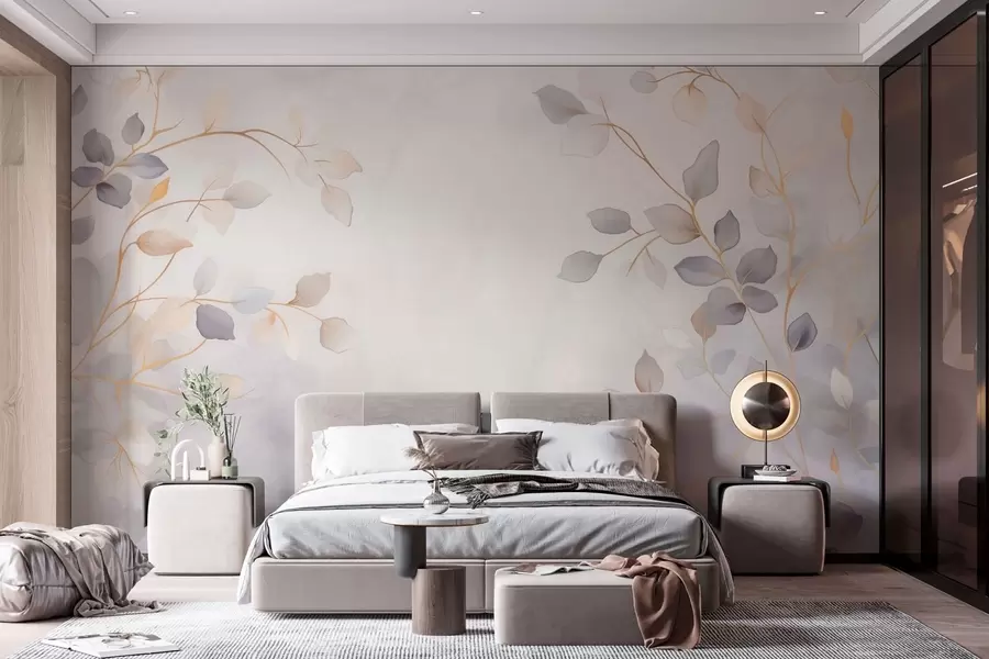 wall murals Нежне лиснате гране на мекој замућеној позадини w05296