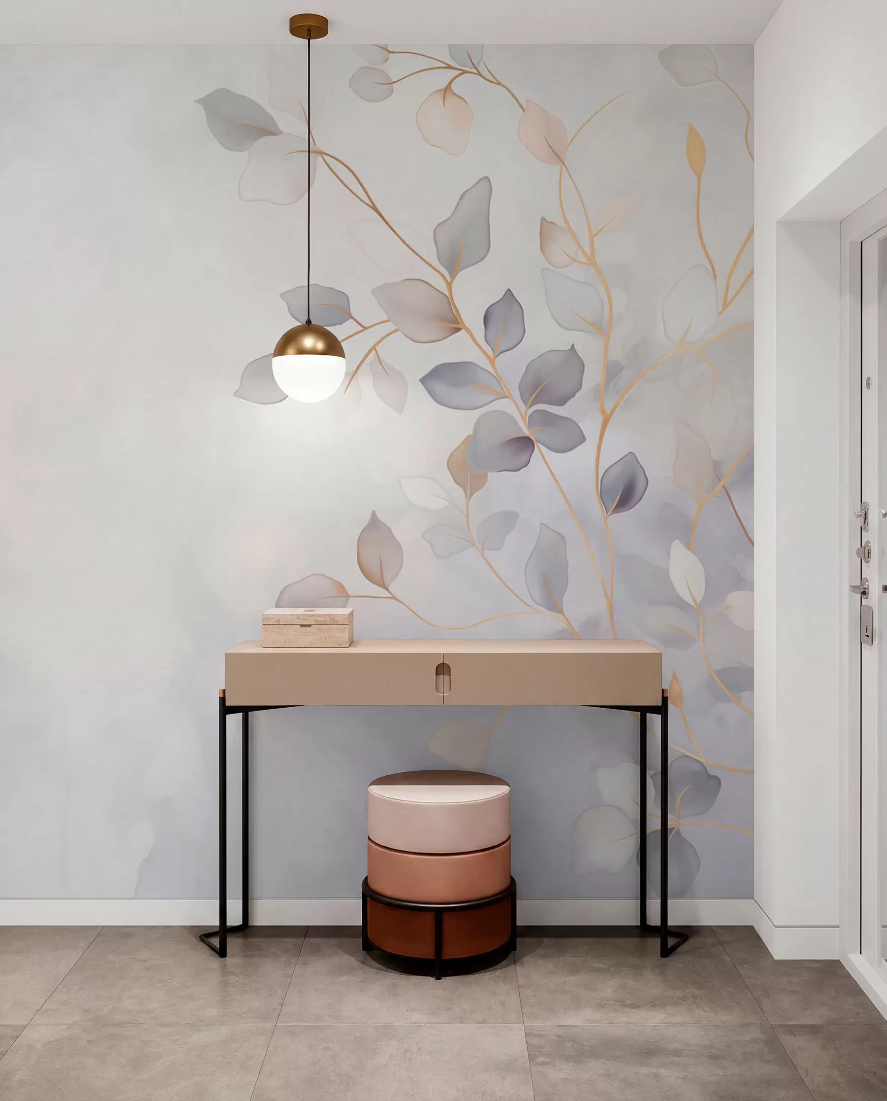 wall murals Нежне лиснате гране на мекој замућеној позадини w05296
