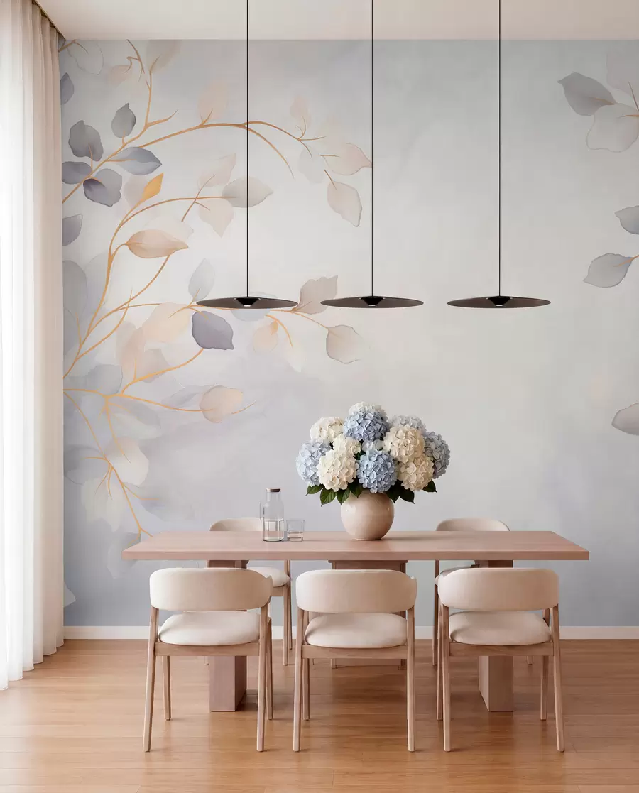 wall murals Нежне лиснате гране на мекој замућеној позадини w05296