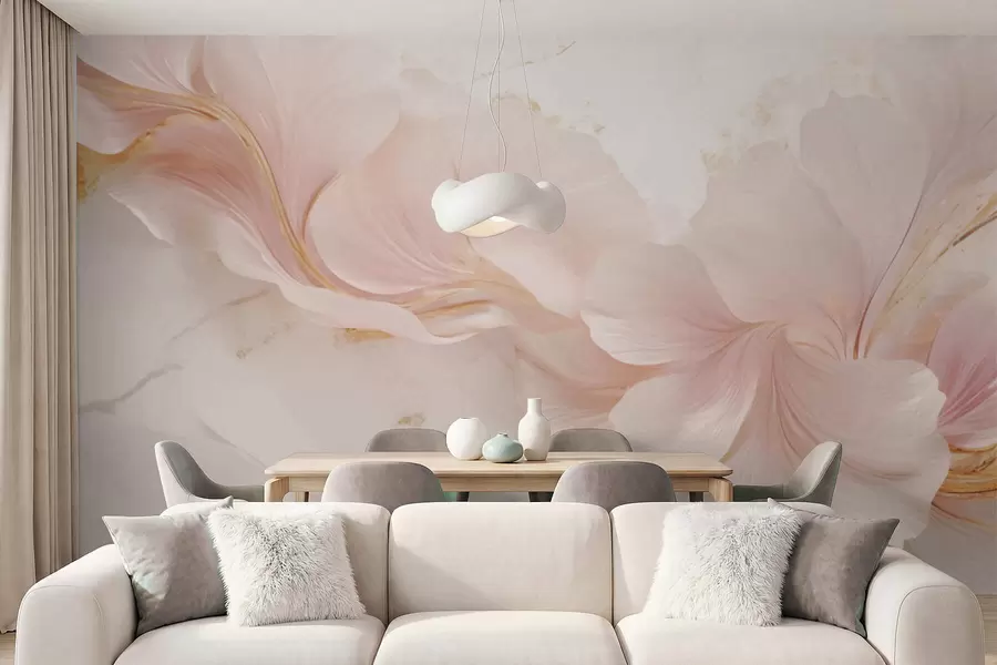 wall murals Нежно ружичасто цвеће на светлој позадини w05357