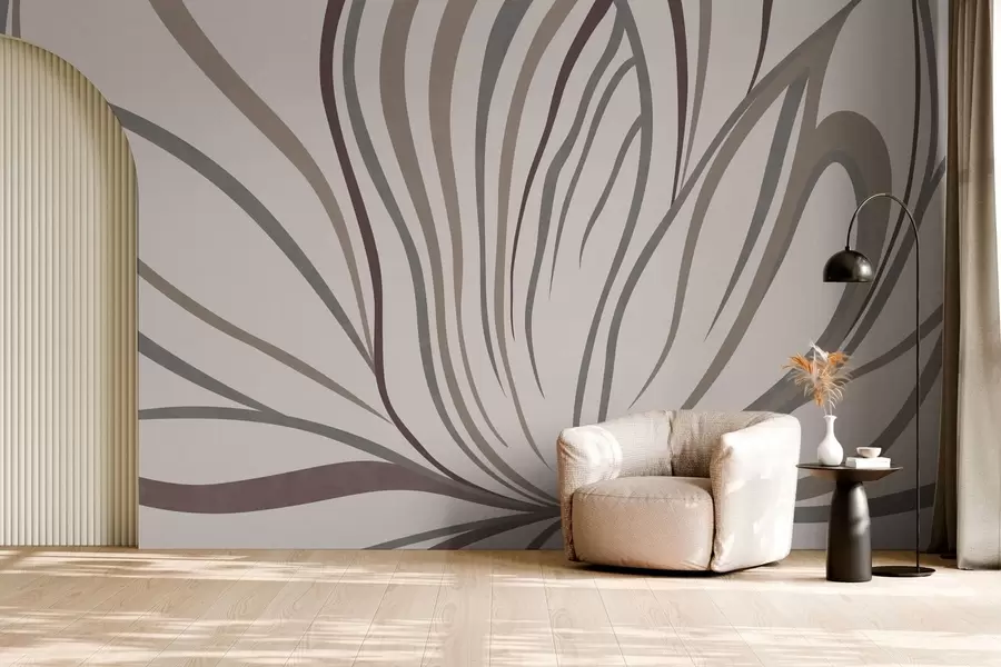 wall murals Апстрактни цвет са линијама у сивим и ружичастим тоновима w05392