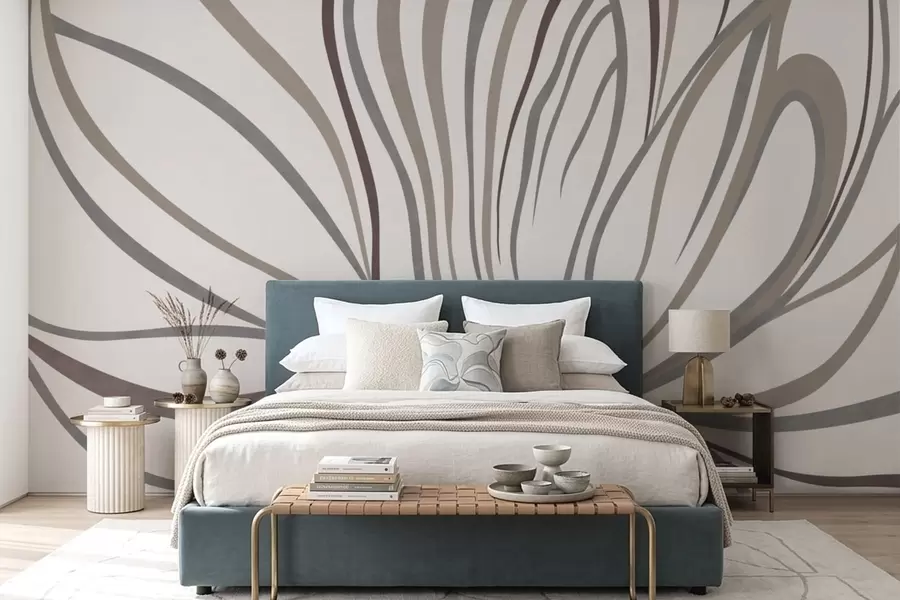 wall murals Апстрактни цвет са линијама у сивим и ружичастим тоновима w05392