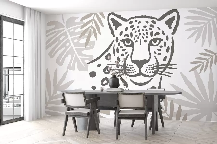 wall murals Леопард у лишћу w05396