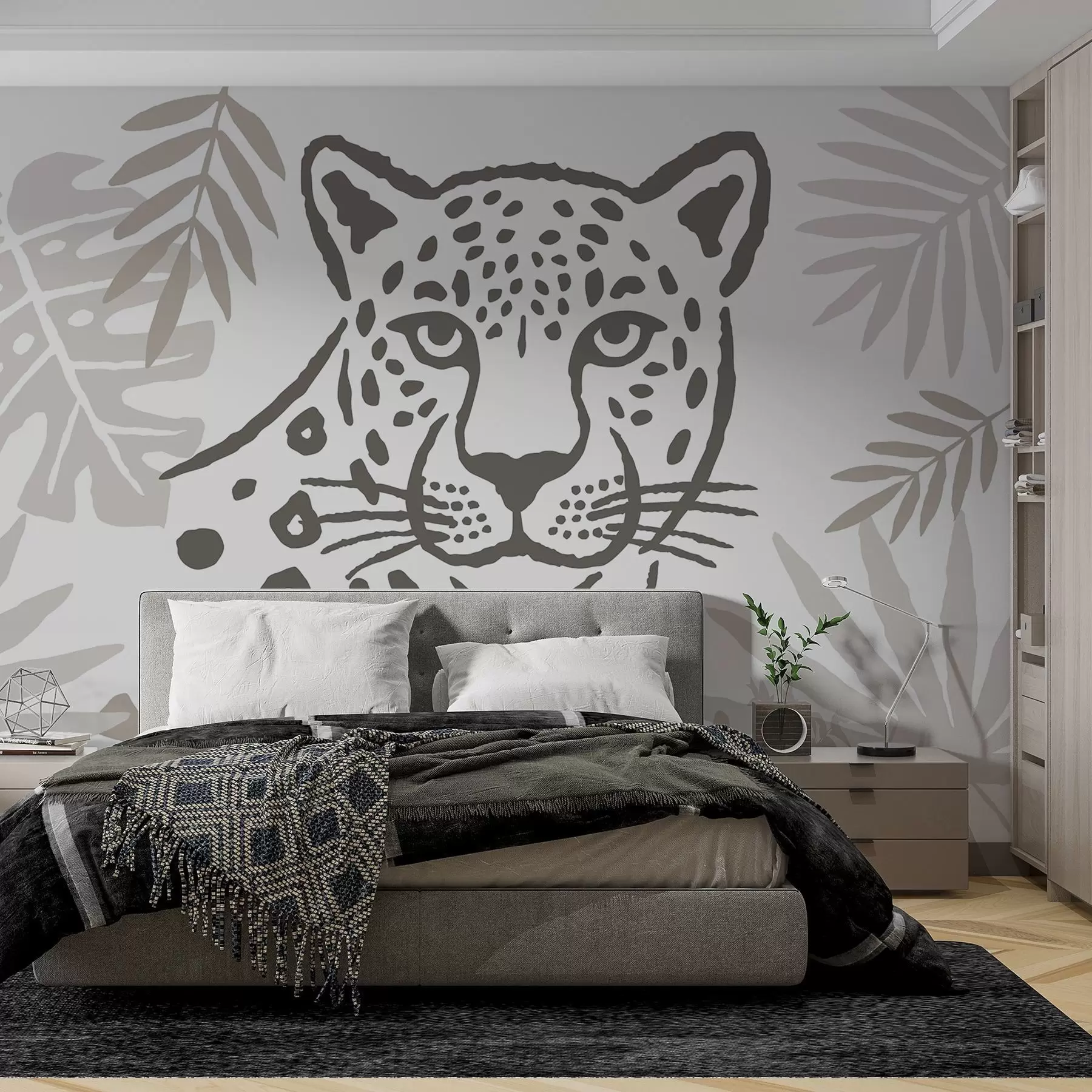 wall murals Леопард у лишћу w05396