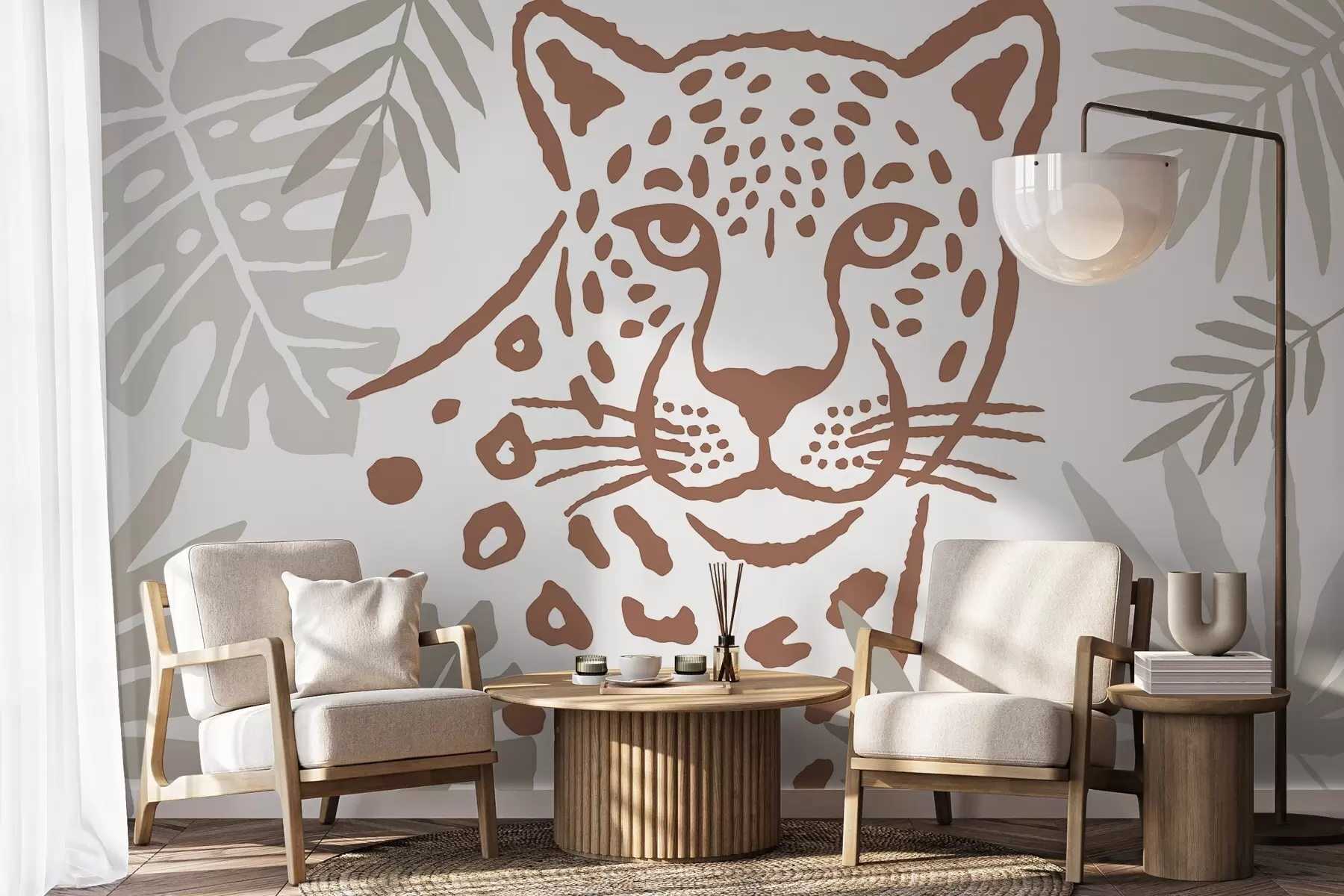 wall murals Леопард међу лишћем w05396v1