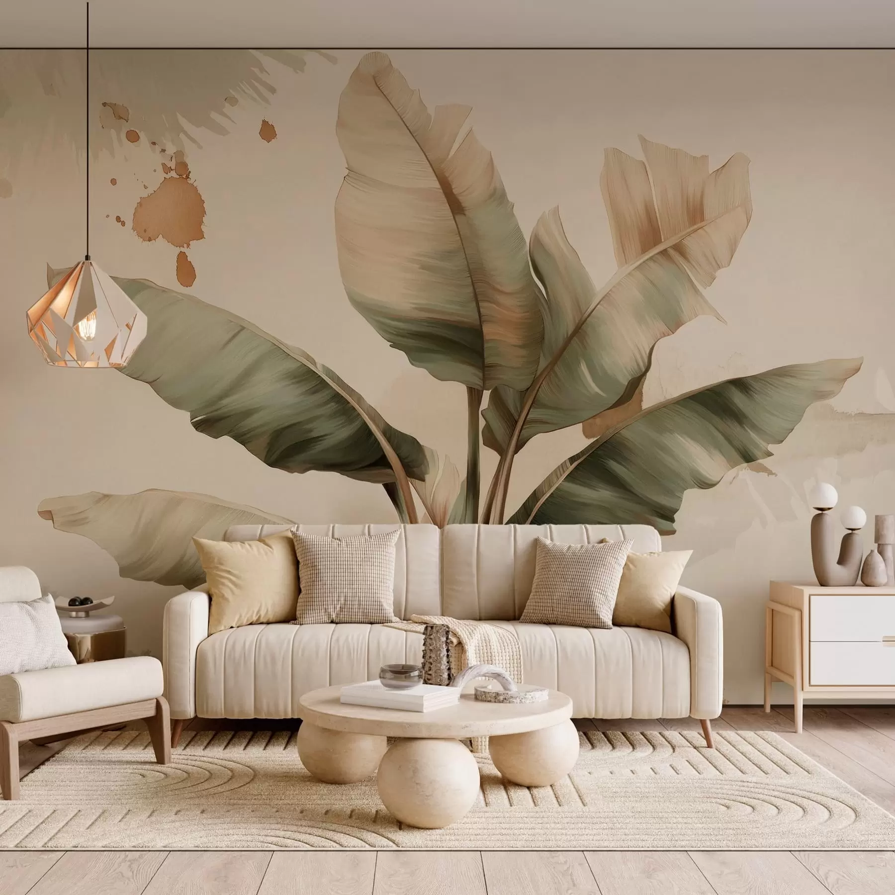 wall murals велики, сликовити грозд листова банане са ретро-прскавицама w05384