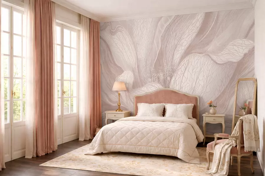 wall murals Апстрактни цвет у светлим беж тоновима w05119
