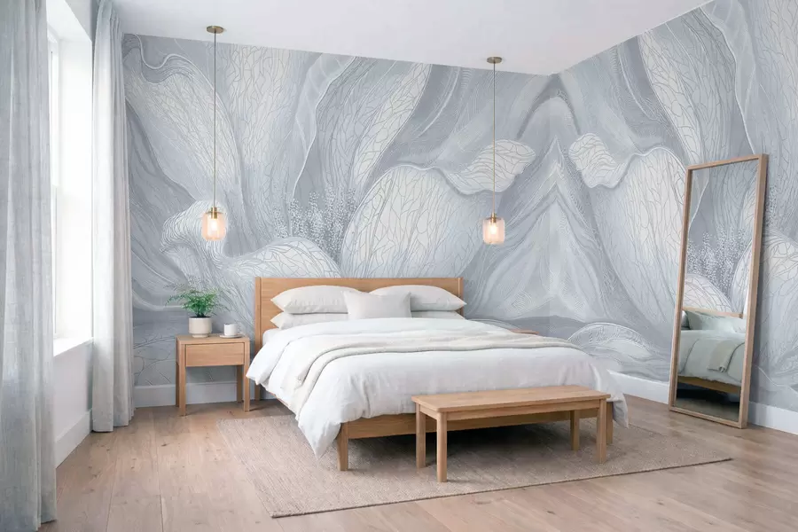 wall murals Апстрактни цвет у хладним плавим тоновима w05119v2